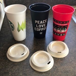 Starbucks reusable cups -3- 16oz cups